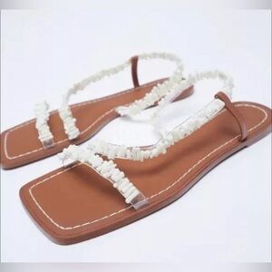 Zara Beaded Strap Flat Sandal
